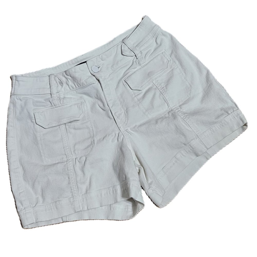 Simply Vera Womens White Denim High Rise Jean Shorts 12 Stretch